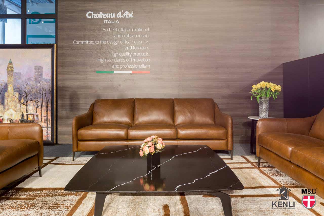 5 Mẫu Sofa nhập khẩu Italia được ưa chuộng nhất 2022 4 bộ sofa da nâu bàn đá