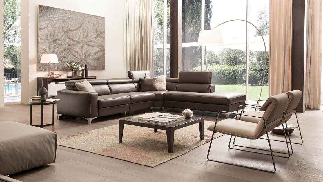 5 mẫu mb663 phòng khách nổ hũ mb66 Italia ấn tượng 2 Phòng khách biệt thự với sofa góc chữ L hiện đại
