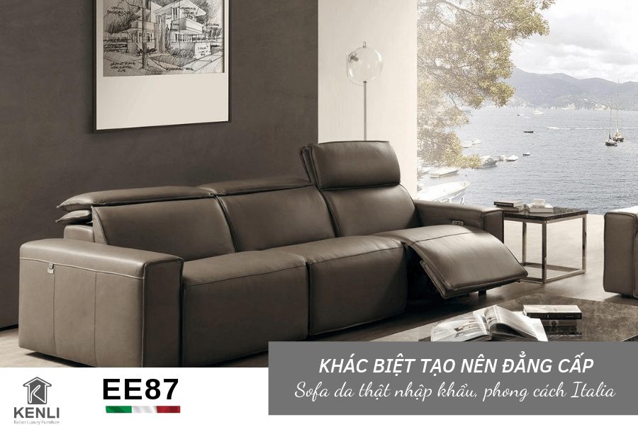 Sofa da thật EE87 - Thổi bùng vẻ đẹp đẳng cấp và tinh tế 10 sofa da thật xám