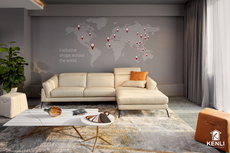 sofa da thật văng L cho nhà nhỏ