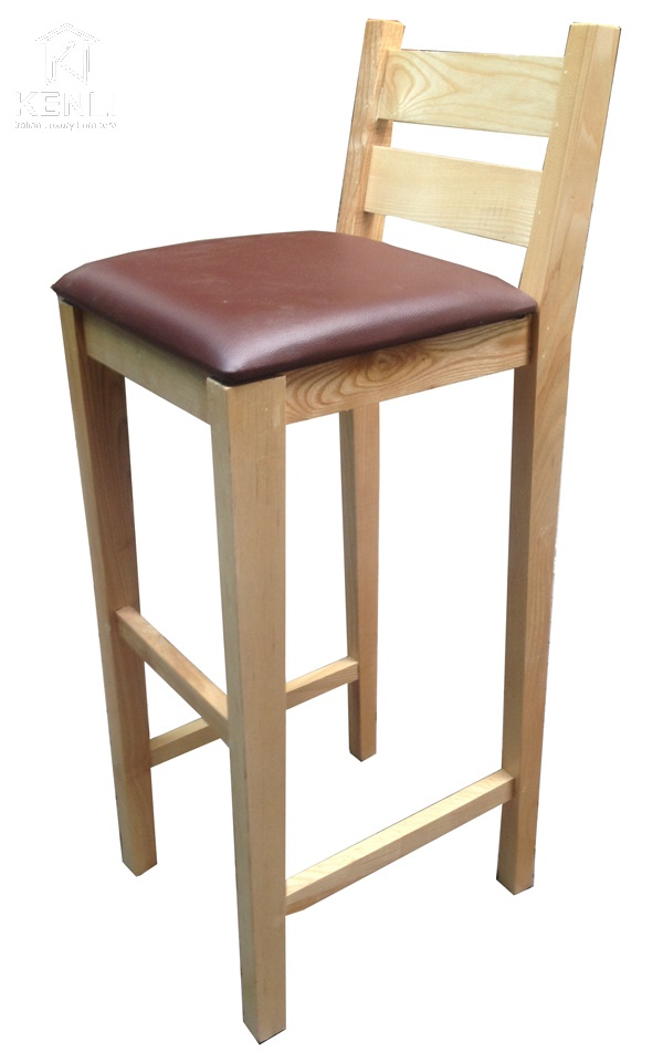 Ghế quầy bar tựa gỗ bọc da