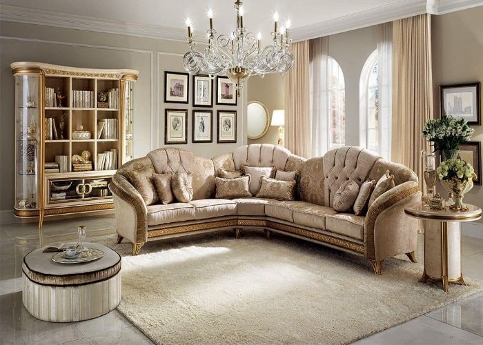 Mẫu Sofa chữ V mb66 casino tân cổ điển