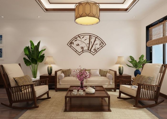 10 Mẫu Sofa Phong Cách Indochina Đong Đầy Bản Sắc 1 Mẫu mb66 bet chân gỗ truyền thống phòng khách