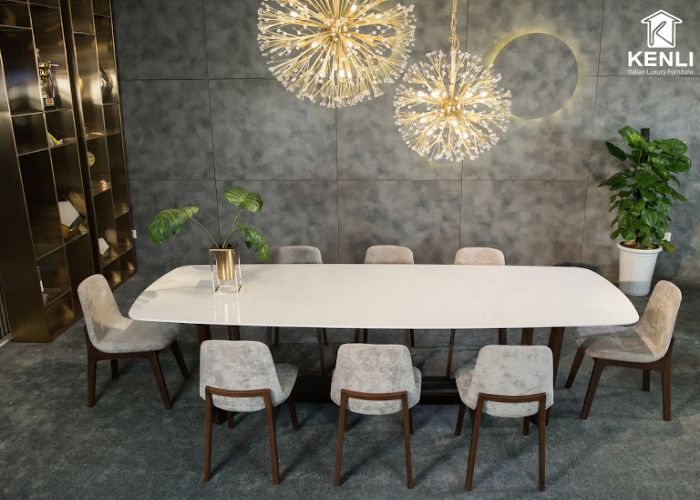 Nên Mua Bàn Ăn Chất Liệu Gì Để Đảm Bảo Đẹp, An Toàn? 8 Mẫu bàn ăn 8 chỗ bằng đá app mb66