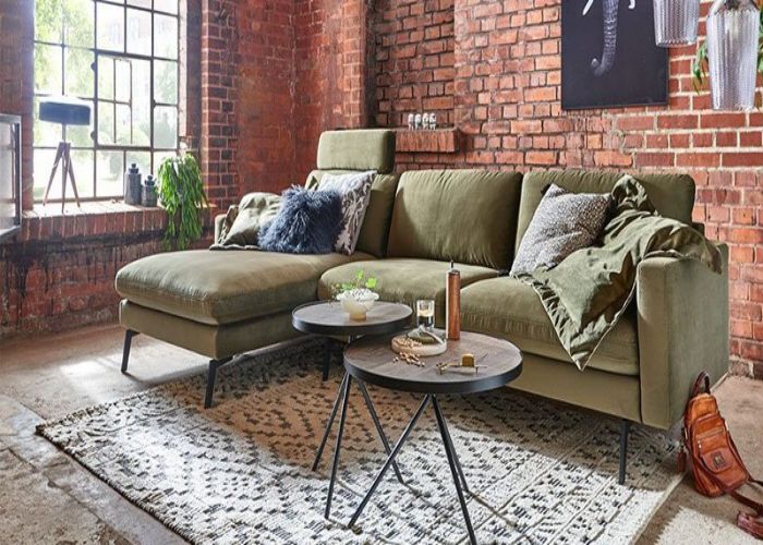 10 Mẫu Sofa Phong Cách Industrial Tràn Đầy Rắn Rỏi 9 Sofa L màu xanh rêu