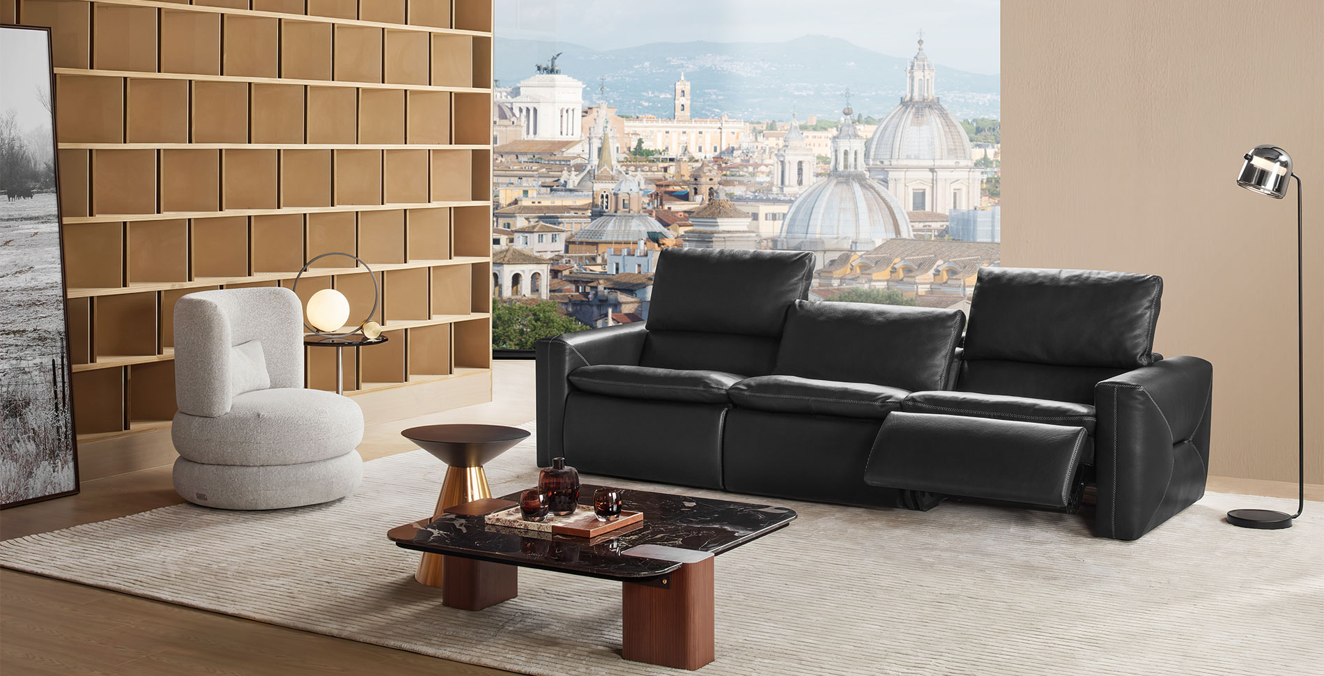 SOFA DA THẬT OSSIDIANA FE52